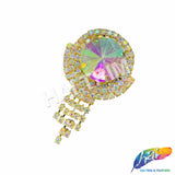 Crystal Rhinestone Buckle with AB Stone and Rhinestone Fringe, RB-052