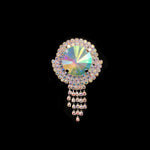 Crystal Rhinestone Buckle with AB Stone and Rhinestone Fringe, RB-052