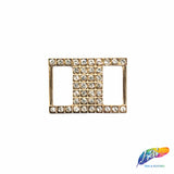 Gold/Crystal Rectangle Rhinestone Buckle (2 pieces), RB-054