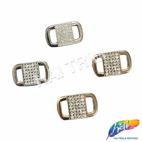 Curved Rectangle Rhinestone Buckle (2 pieces), RB-055