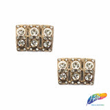 Gold/Crystal Dome Bead Rhinestone Buckle (2 pieces), RB-059