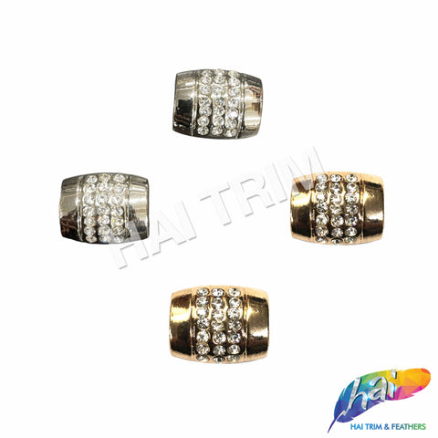 Tube Bead Rhinestone Buckle (2 pieces), RB-061