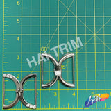 Silver/Crystal Kissing D-Shape Rhinestone Buckle (2 pieces), RB-066