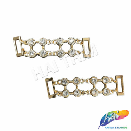 Gold/Crystal Rhinestone Connector (2 pieces), RB-078