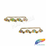 Gold AB Fancy Swirl Rhinestone Buckle with Bar (2 pieces), RB-079