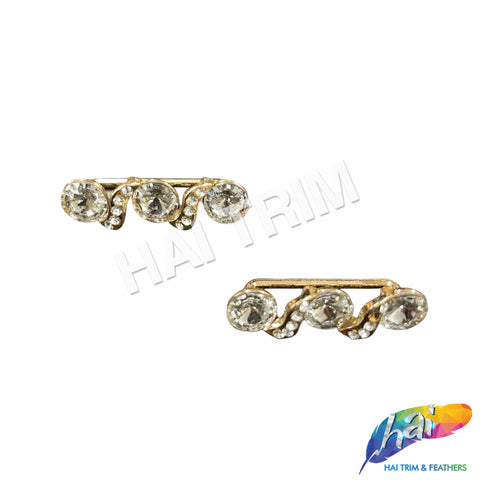 Gold/Crystal Fancy Swirl Rhinestone Buckle with Bar (2 pieces), RB-080