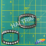 Gunmetal/Crystal Curved Rectangle Rhinestone Buckle (2 pieces), RB-082
