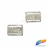 Silver/Crystal Rectangle Rhinestone Buckle (2 pieces), RB-083