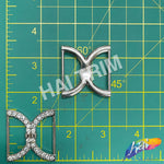 Silver/Crystal Kissing D-Shape Rhinestone Buckle (2 pieces), RB-084