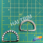 Silver/Crystal D-Ring Rhinestone Buckle - Open Style (2 pieces), RB-085