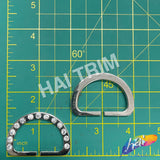 Silver/Crystal D-Ring Rhinestone Buckle - Open Style (2 pieces), RB-085