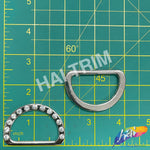 Silver/Crystal D-Ring Rhinestone Buckle - Closed Style (2 pieces), RB-086