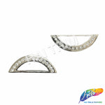 Silver/Crystal D-Ring Rhinestone Buckle (2 pieces), RB-087