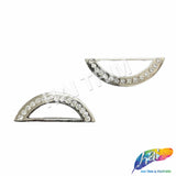 Silver/Crystal D-Ring Rhinestone Buckle (2 pieces), RB-087