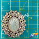 SALE! Yellow AB/Rose Gold Oval Medallion Rhinestone Buckle, RB-101