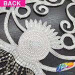 Rhinestone Flower Bodice Applique with Rhinestone Cupchain Fringe, RCN-002