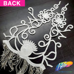 Rhinestone Flower Bodice Applique with Rhinestone Cupchain Fringe, RCN-002