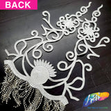 Rhinestone Flower Bodice Applique with Rhinestone Cupchain Fringe, RCN-002