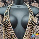 Crystal Rhinestone Cupchain Mermaid Body Chain Dress, RD-100