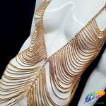 Crystal Rhinestone Cupchain Mermaid Body Chain Dress, RD-100