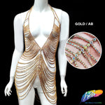 Crystal Rhinestone Cupchain Mermaid Body Chain Dress, RD-100