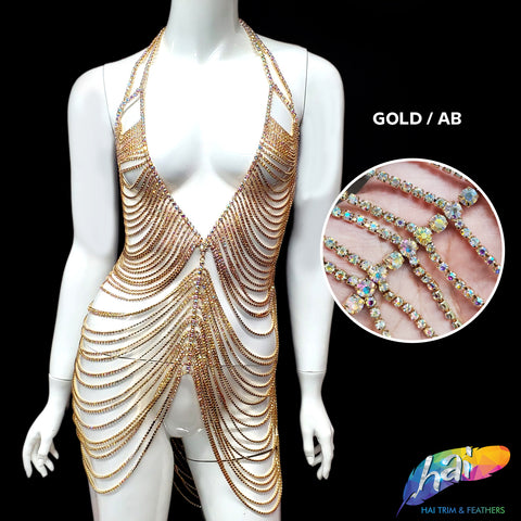 Crystal Rhinestone Cupchain Mermaid Body Chain Dress, RD-100 – Hai