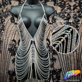 Crystal Rhinestone Cupchain Mermaid Body Chain Dress, RD-100