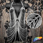 Crystal Rhinestone Cupchain Mermaid Body Chain Dress, RD-100
