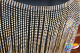 12" Rhinestone Cupchain Fringe (Sold By Yard Piece - 36 inches), RF-039