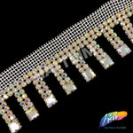 SALE! 1 1/2" Crystal Rhinestone Fringe with Acrylic Square Stones, RF-108