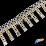 SALE! 1 1/2" Crystal Rhinestone Fringe with Acrylic Square Stones, RF-108