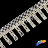 SALE! 1 1/2" Crystal Rhinestone Fringe with Acrylic Square Stones, RF-108
