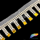 SALE! 1 1/2" Crystal Rhinestone Fringe with Acrylic Square Stones, RF-108