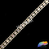 3/16" Rhinestone Cupchain Trim with Ball Chain Border, RT-001