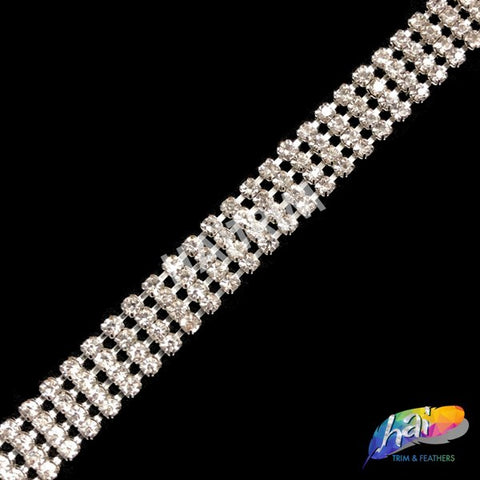 7/16" Silver Crystal Horizontal Bar Rhinestone Cupchain Trim, RT-037