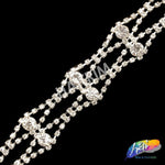 SALE! 1" Silver/Crystal Double Eye Rhinestone Trim, RT-041