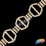 SALE! 1 1/8" Gold/Crystal Hexagon Rhinestone Trim, RT-043