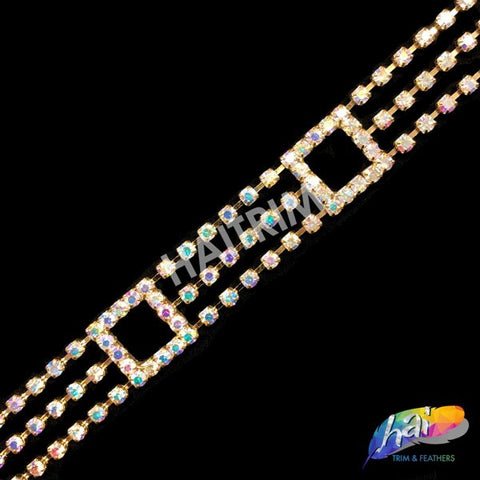 SALE! 3/4" Chained Square Rhinestone Trim, RT-044