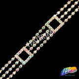 SALE! 3/4" Chained Square Rhinestone Trim, RT-044