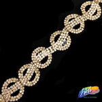 1" Gold/Crystal Chained Ring Rhinestone Trim, RT-050