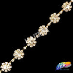 3/8" Chained Crystal Flower Rhinestone Trim, RT-056