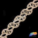 1" Gold/Crystal Swirl Rhinestone Trim, RT-067