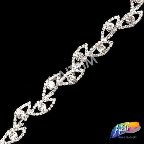 5/8" Silver/Crystal Branched Eye Rhinestone Trim, RT-094
