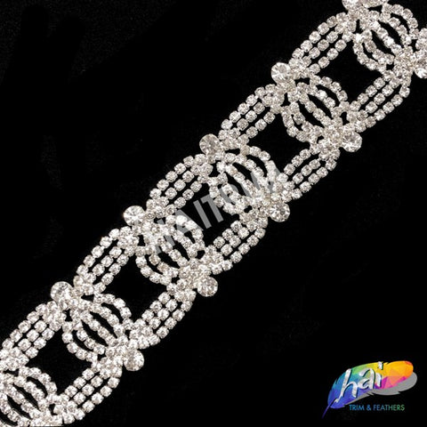 1 3/8" Silver/Crystal Rhinestone Trim, RT-104