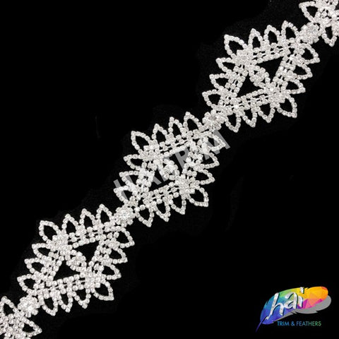 2 1/2" Silver/Crystal Diamond Rhinestone Trim, RT-105