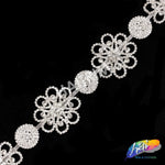 2'' Silver/Crystal Flower Rhinestone Crystal Trim, RT-106
