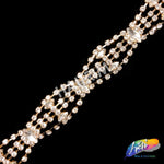 1" Gold/Crystal Braided Cupchain Rhinestone Trim, RT-116