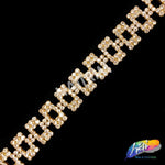 SALE! 5/8" Gold/Crystal Rectangle Rhinestone Trim, RT-119