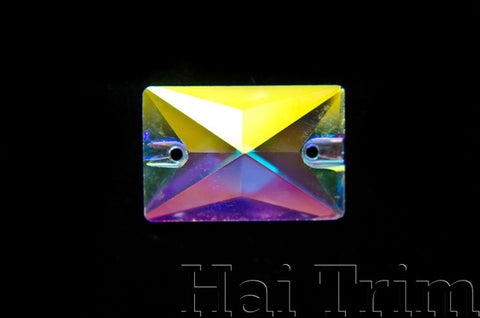 18x25mm Rectangle Crystal AB Sew-on Rhinestones