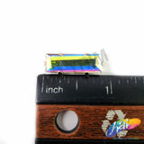 7x21mm Crystal AB Rectangle Sew-on Rhinestone w/ Metal Setting
